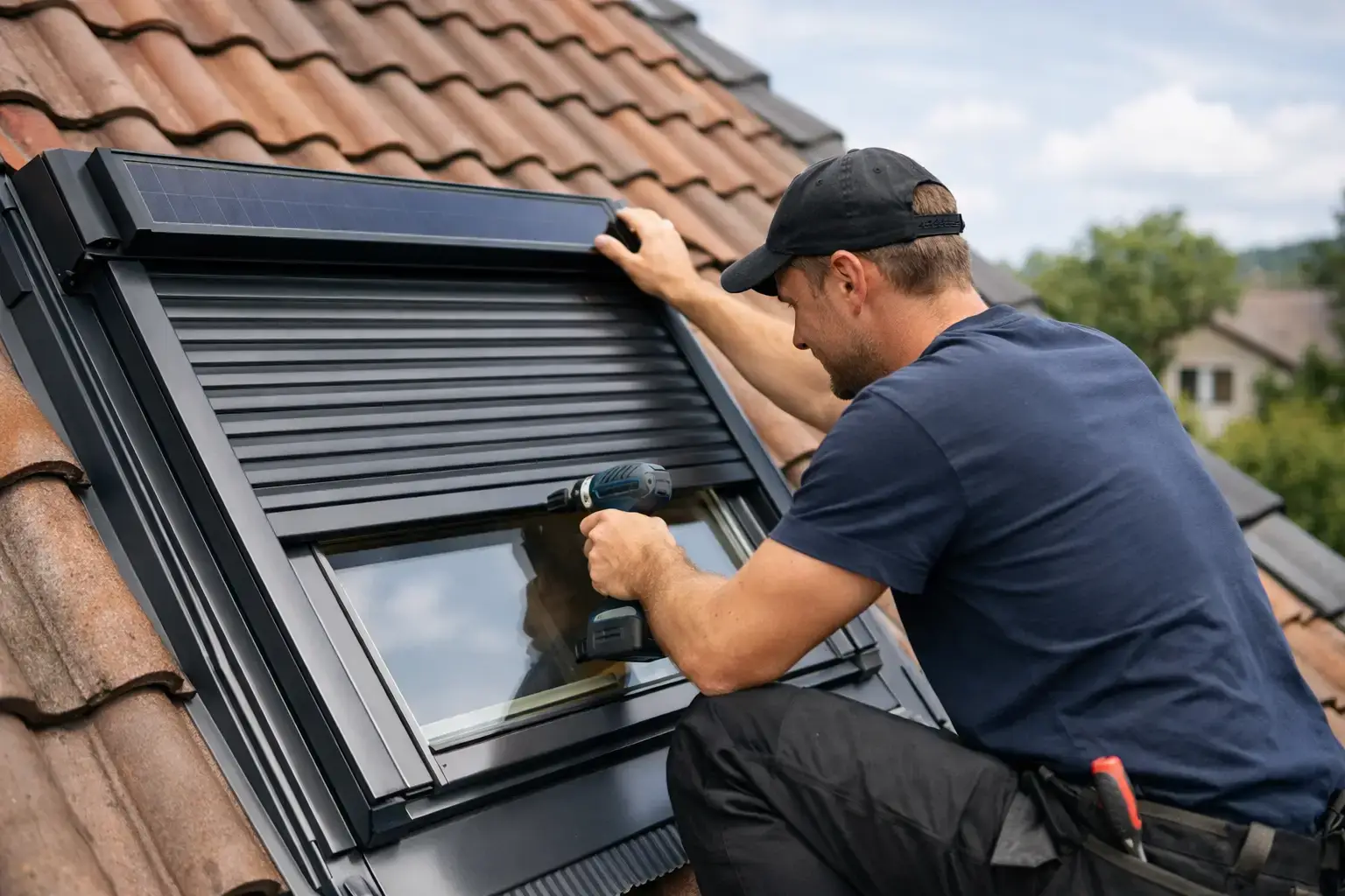 Pose de volet roulant Velux solaire